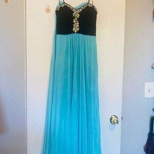Aqua long Prom dress